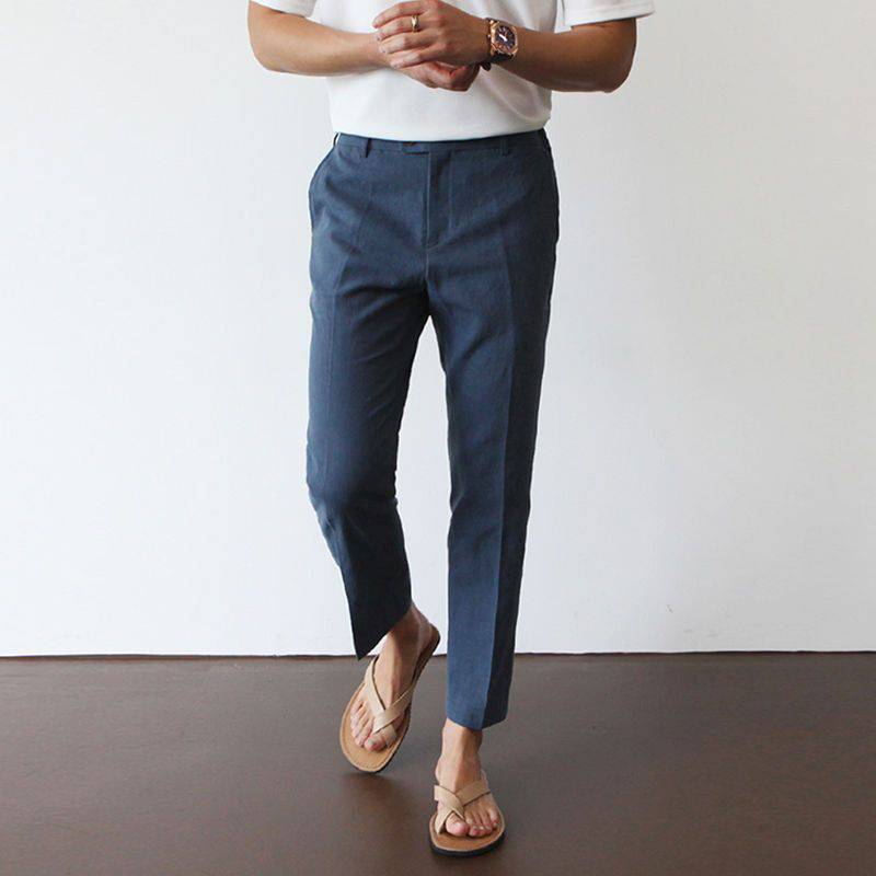 Men's Straight-Fit Trousers | Classic Ankle-Length Pants