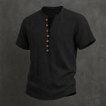 Black linen button-up shirt