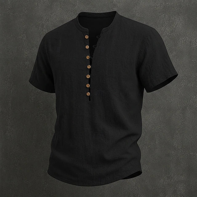 Black linen button-up shirt