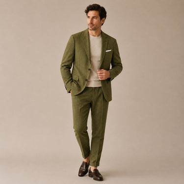 Olive Green Men's Two-Piece Suit