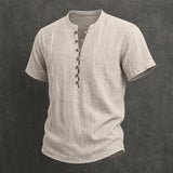 Beige linen button-up shirt