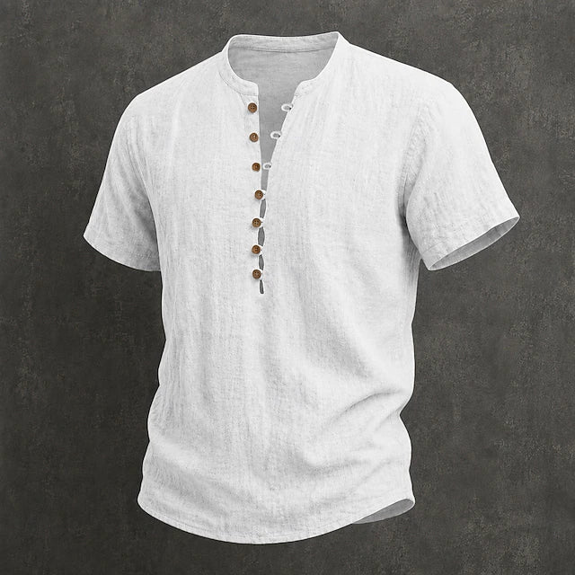 White linen button-up shirt